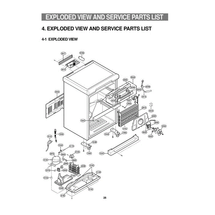 Section 1 Diagram and Parts List for GR-K09S AWSCGCR LG Refrigerator