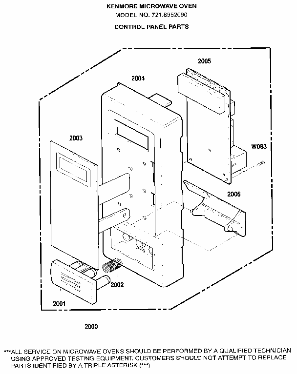 Control Panel Diagram and Parts List for 7218952090  Kenmore Microwave