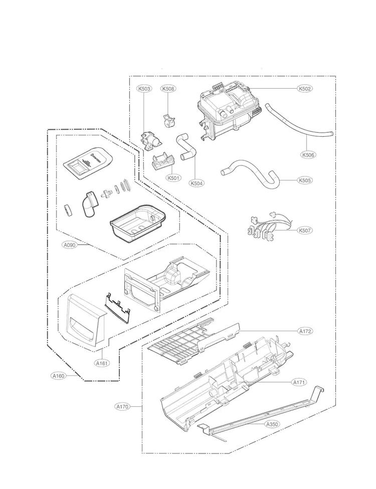 Panel Drawer Parts Diagram and Parts List for DLGX3571V  LG Dryer