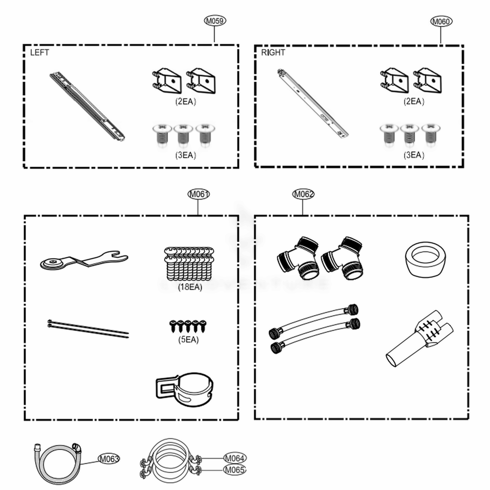 Accessories Diagram and Parts List for WD200CV ASSEECI LG Washer