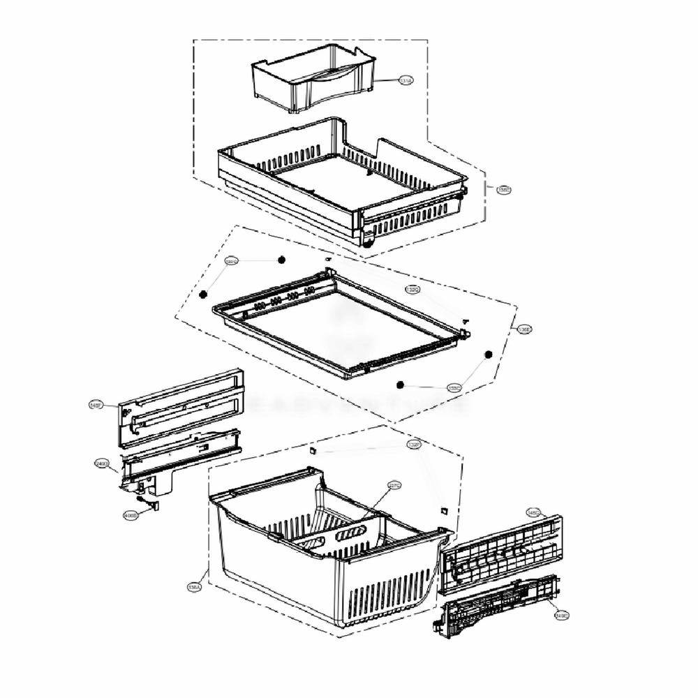 Freezer Parts Diagram and Parts List for LRFVC2406D ASBCNA0 LG Refrigerator