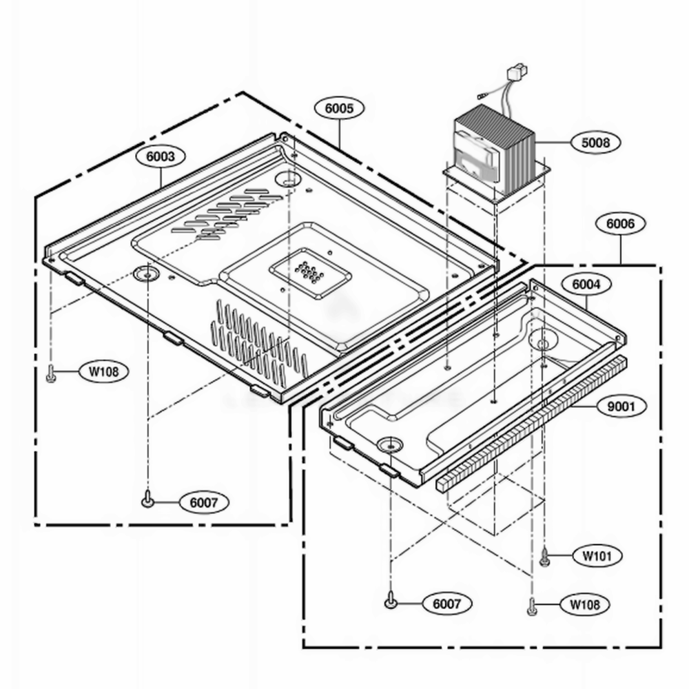 Base Plate Parts Diagram and Parts List for MBBB CBKEBSH LG Wall Oven