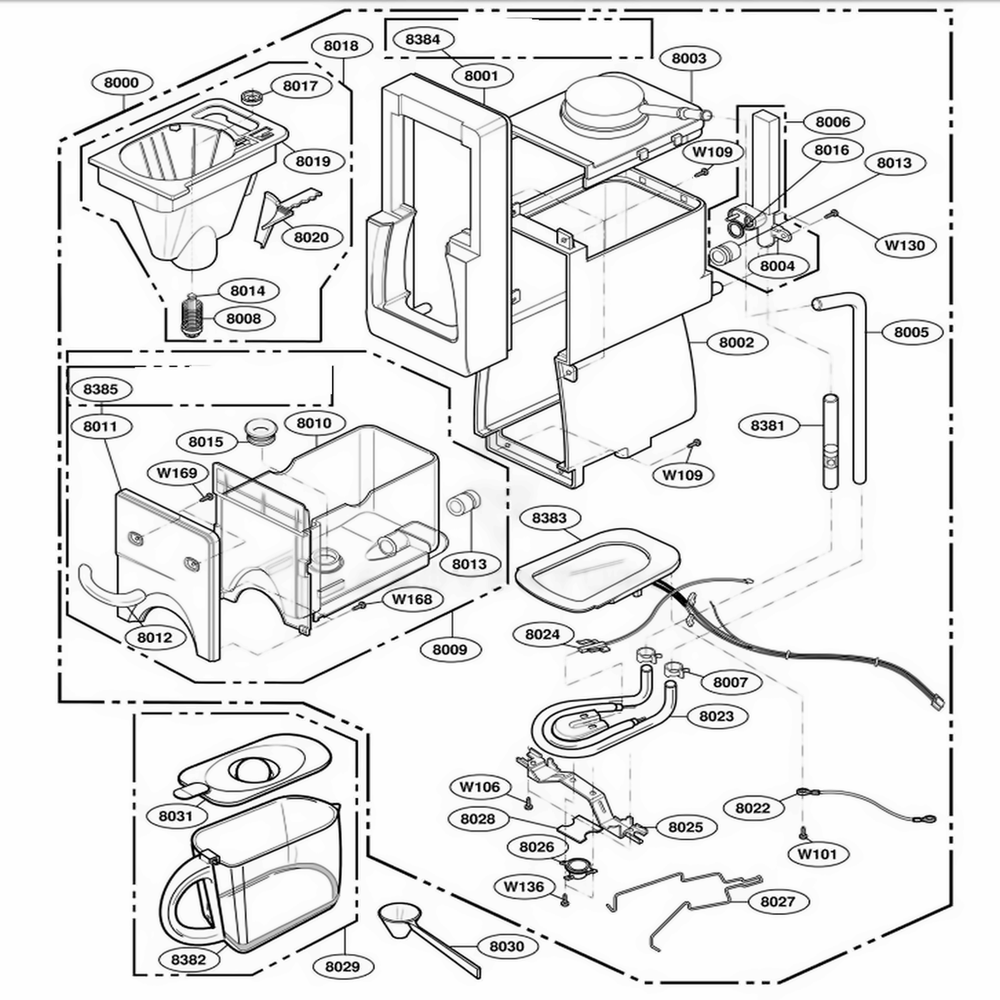 Coffee Maker Parts Diagram and Parts List for 63992 AWHESEA LG Wall Oven