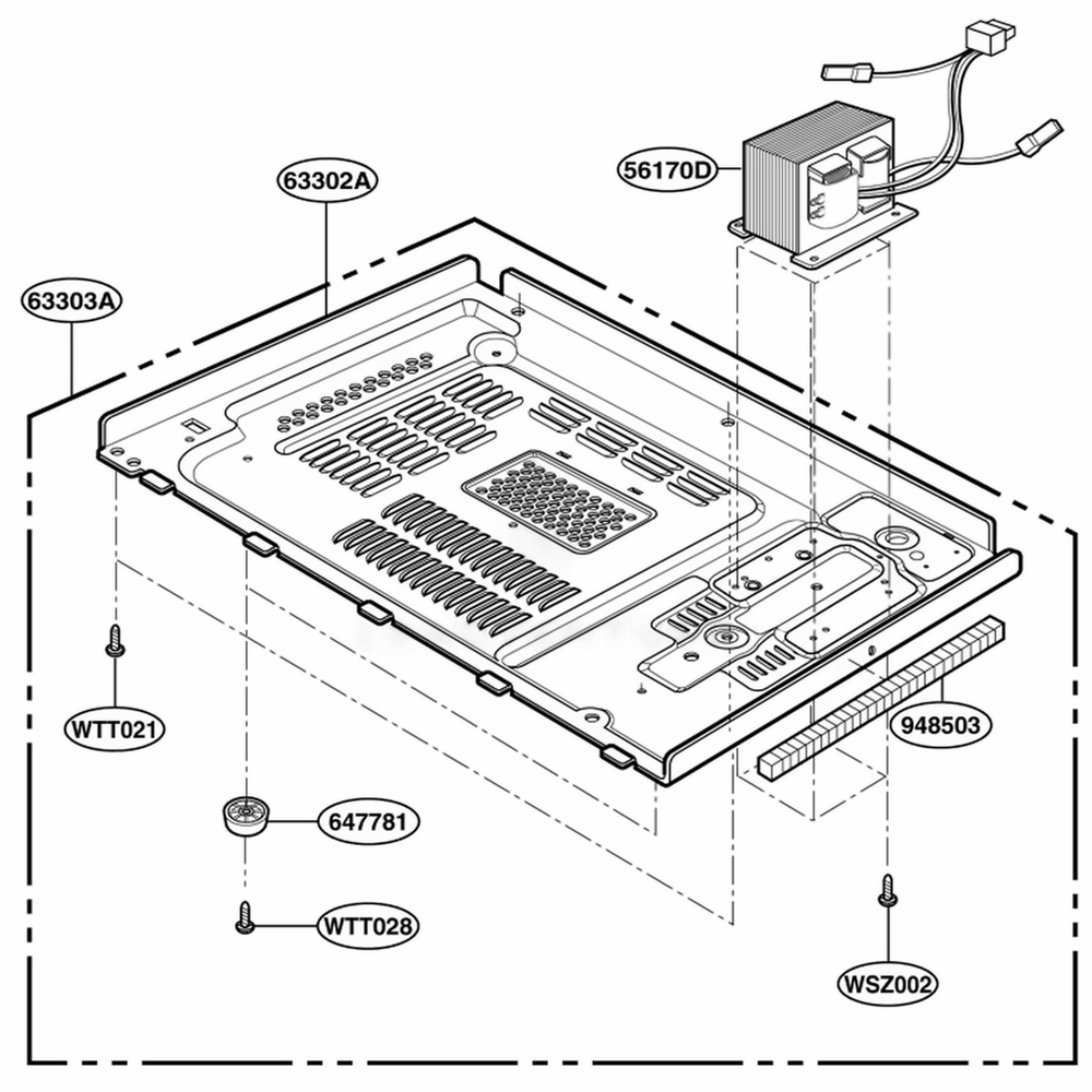 Base Plate Parts Diagram and Parts List for MT4110SKQ KMWEWRP LG Wall Oven