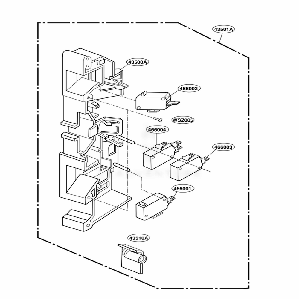 Latch Board Parts Diagram and Parts List for YKHMC107EBT0 BSEKAC LG Range