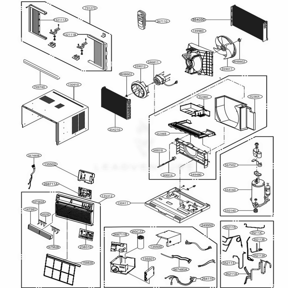 Main Diagram and Parts List for LW8016ER AT1AUSB LG Air Conditioner
