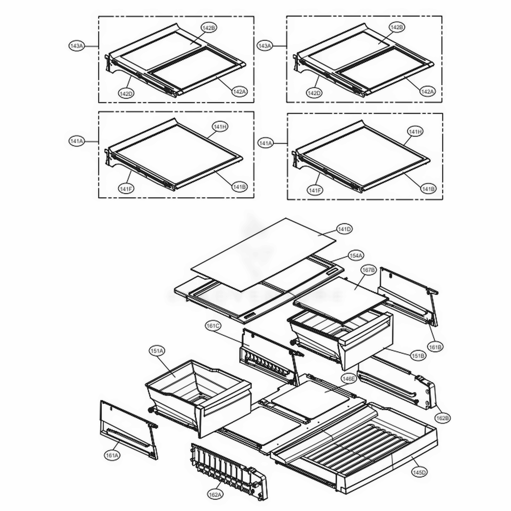 Refrigerator Parts Diagram and Parts List for 72182 ASWCSE5 LG Refrigerator