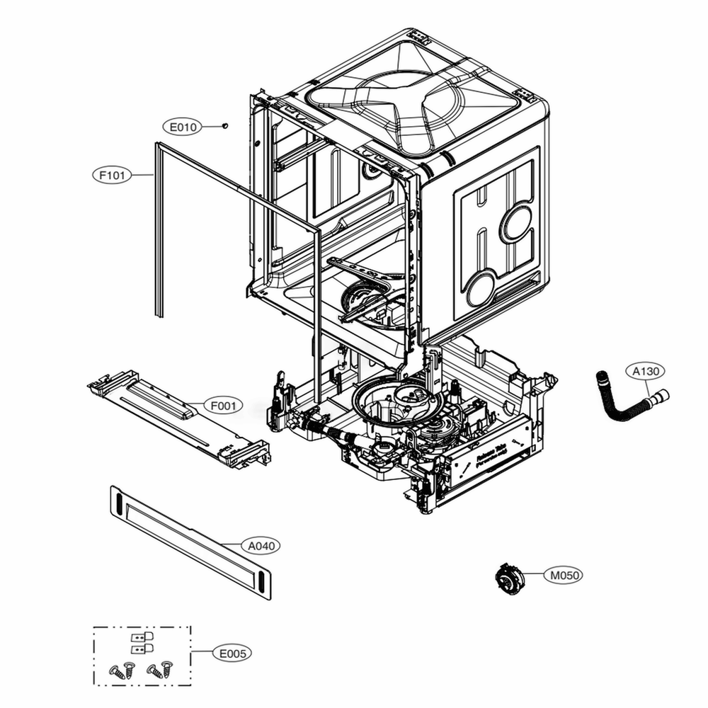 Main Diagram and Parts List for LDF5678SS ASSESNA LG Dishwasher