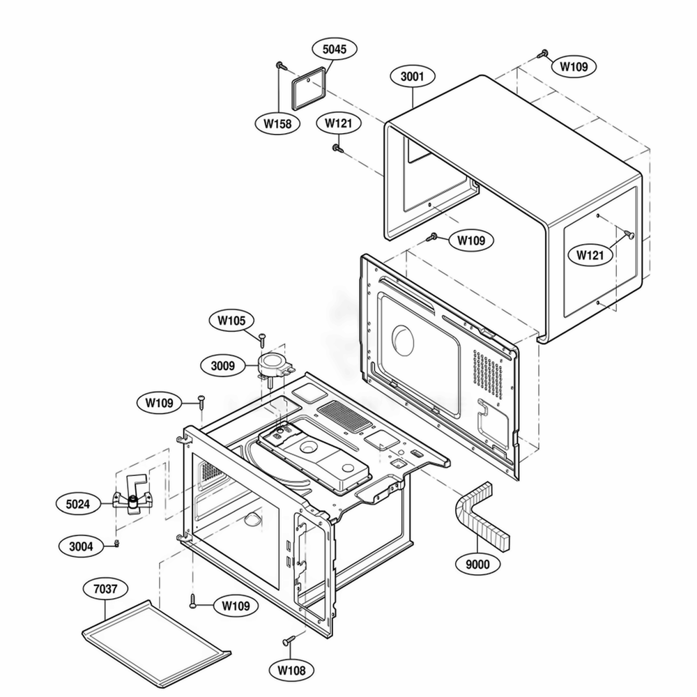 Oven Cavity Parts Diagram and Parts List for URS511P AGR7AMA LG Range