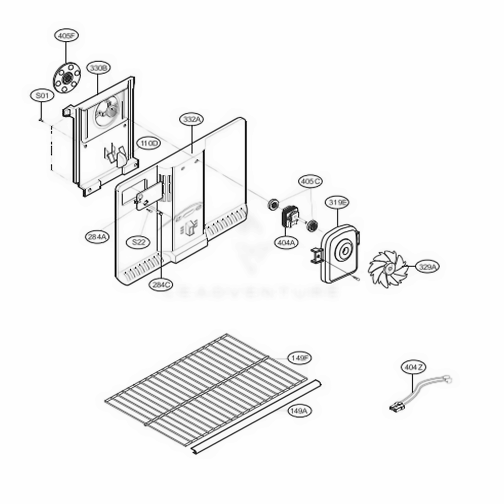 Freezer Parts Diagram and Parts List for 79299 AWB1SER LG Refrigerator