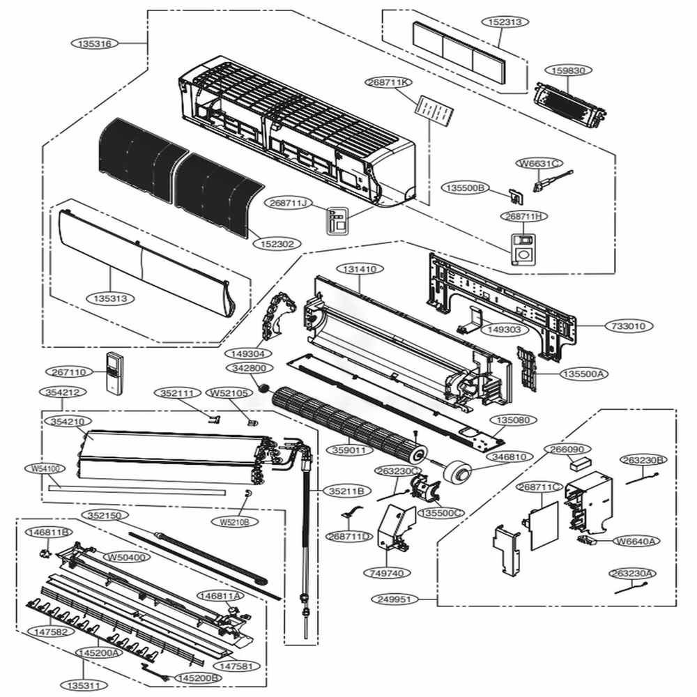 Main Diagram and Parts List for LSN091HSV AWHBEUS LG Air Conditioner