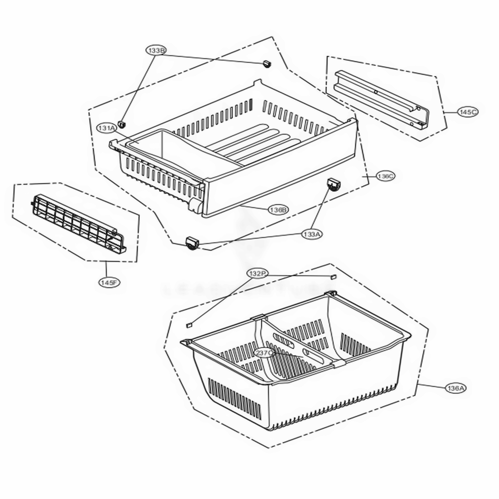 Freezer Parts Diagram and Parts List for LFXC22526S ASTCNA0 LG Refrigerator