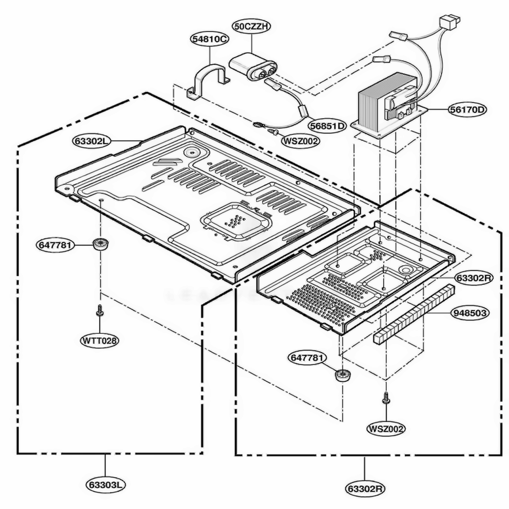 Base Plate Parts Diagram and Parts List for 86910 MWESEC LG Range