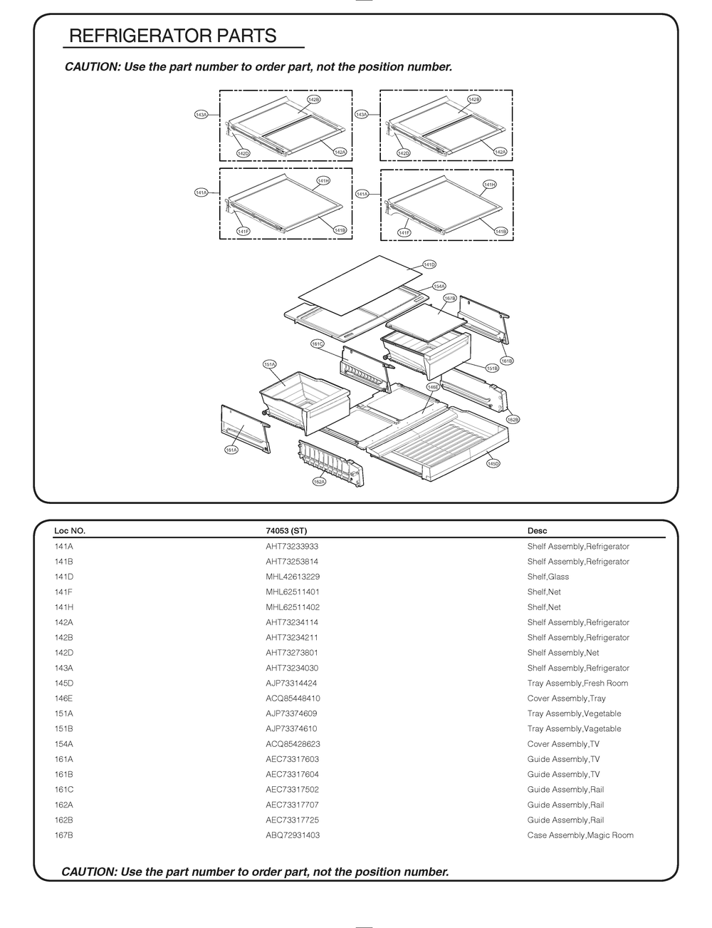Refrigerator Parts Diagram and Parts List for GR-J268LSTM ASTCSE2 LG Refrigerator