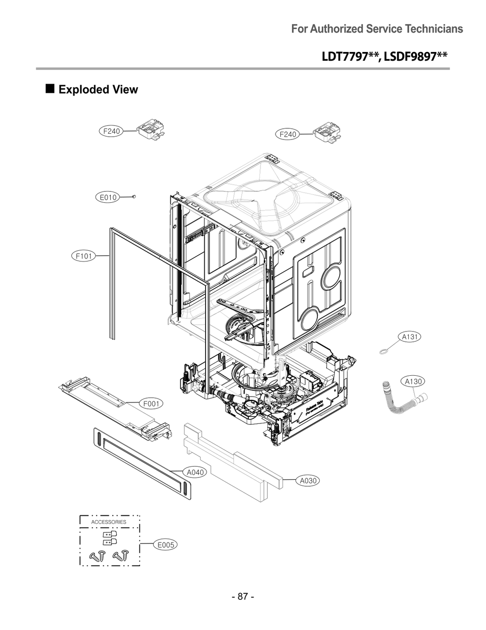 Diagram 1 Diagram and Parts List for DUA217TD ABDEEUS LG Dishwasher