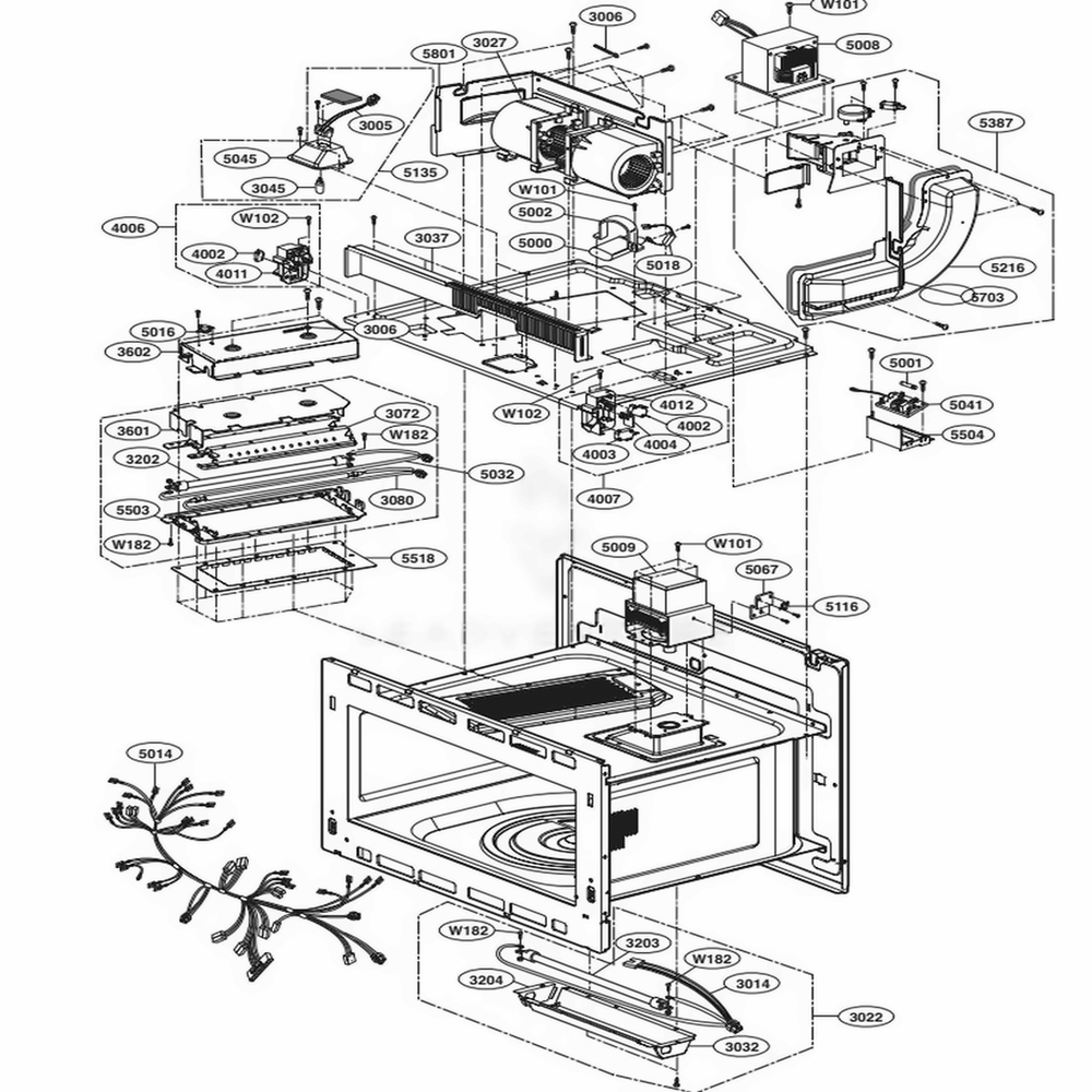 Insulator Parts Diagram and Parts List for LWC3063BD ABDLLGA LG Range