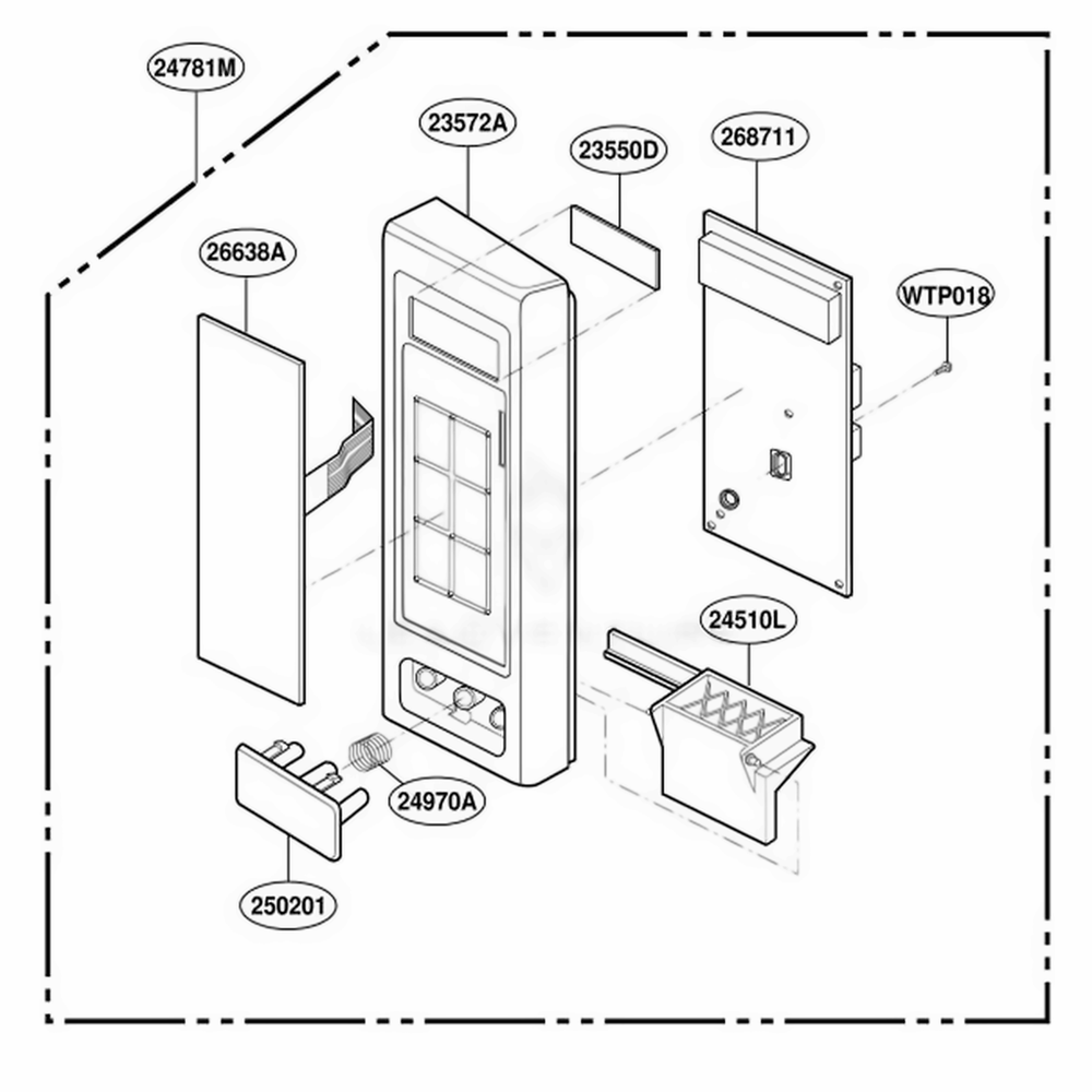 Controller Parts Diagram and Parts List for 767 MWESEC LG Wall Oven