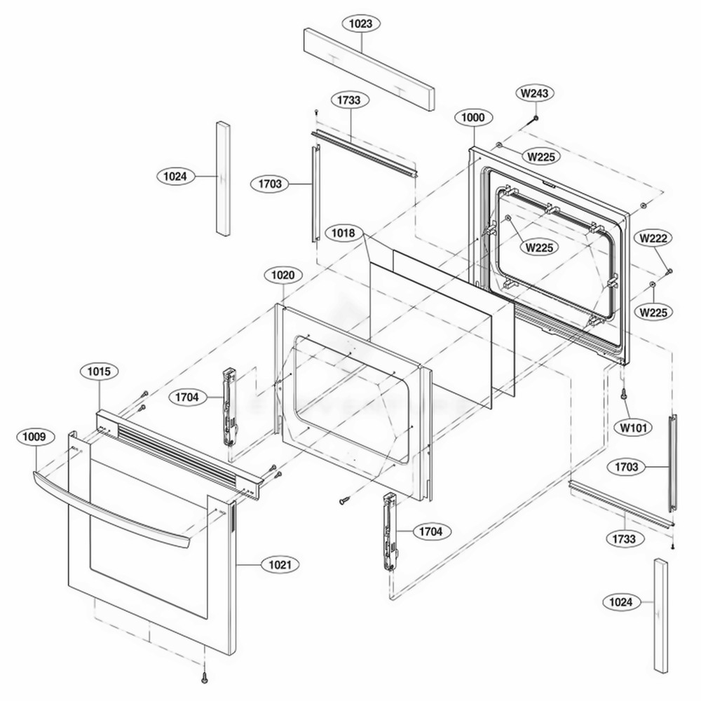 Door Parts Diagram and Parts List for 619530 FSTLLGA LG Range