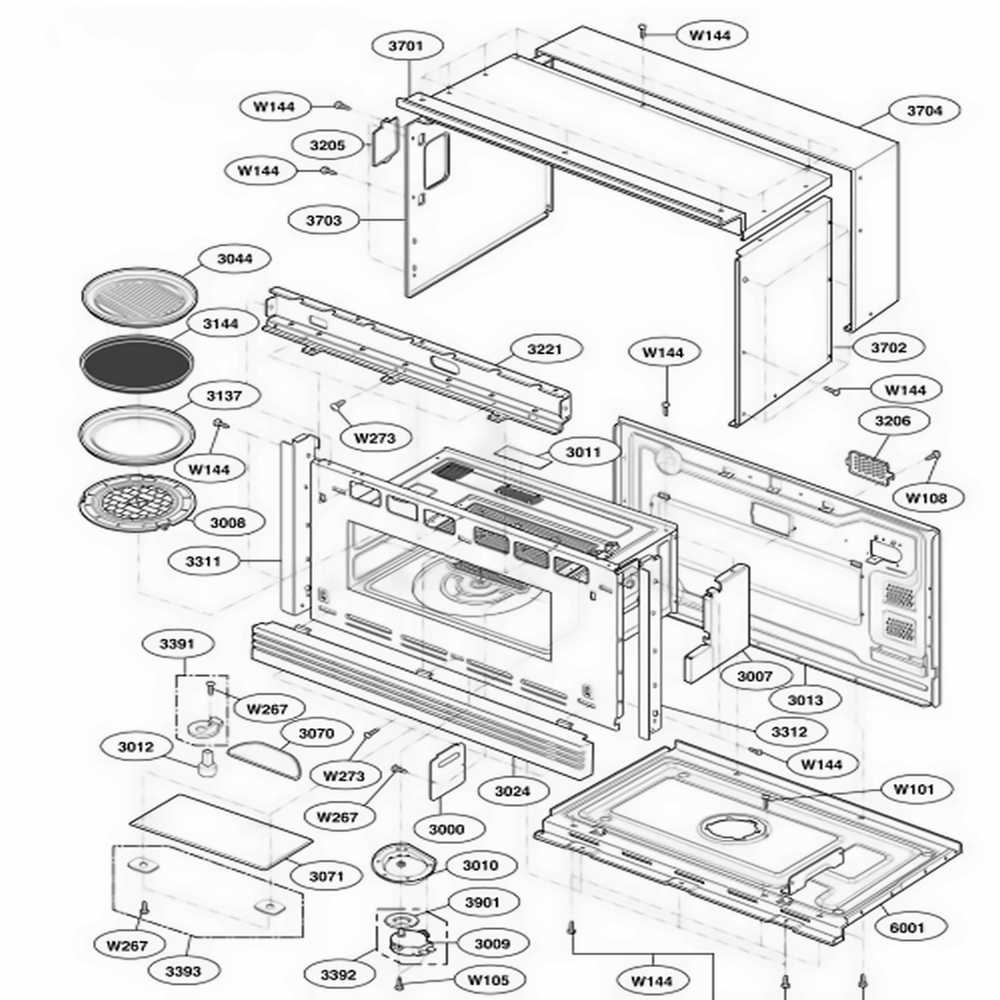Oven Cavity Parts Diagram and Parts List for ZSC2000FBB ABKLGEU LG Range