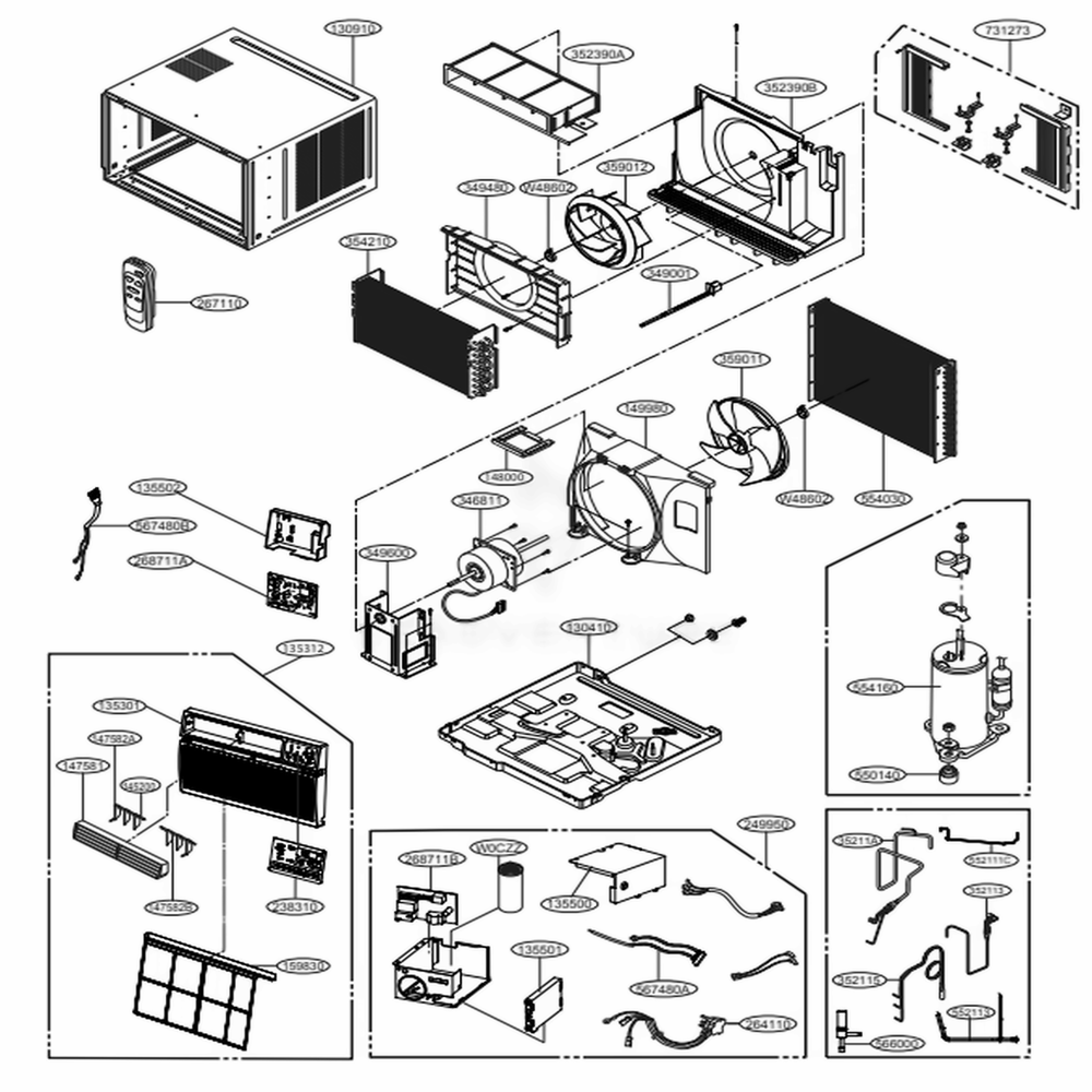 Main Diagram and Parts List for LW2516ER AT3AHDP LG Air Conditioner