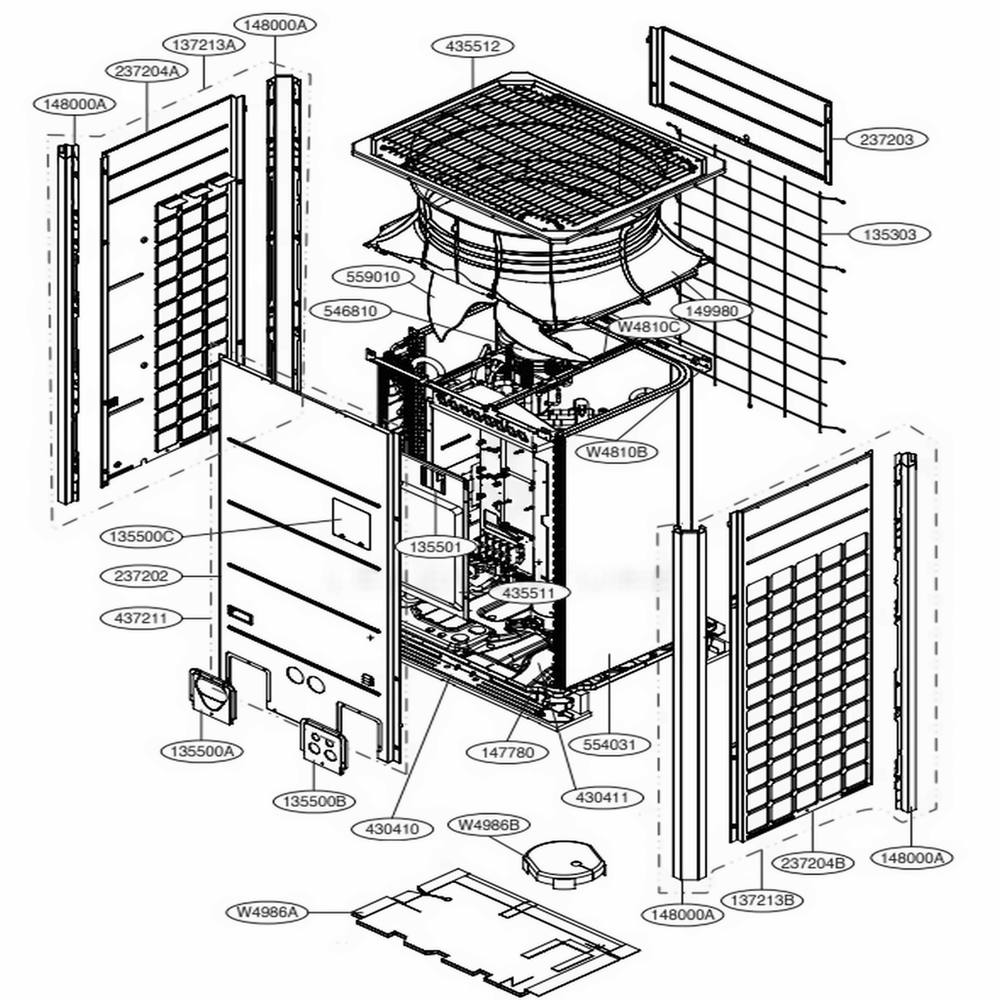 Main 2 Diagram and Parts List for ARUM072DTE5 AWGBLUS LG Air Conditioner