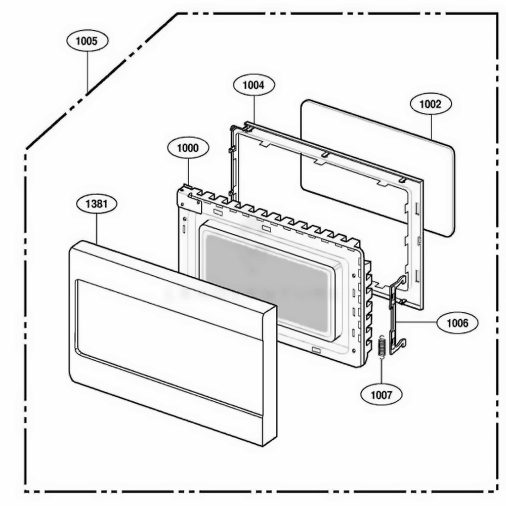 Door Parts Diagram and Parts List for MBBS CSBEBSH LG Wall Oven