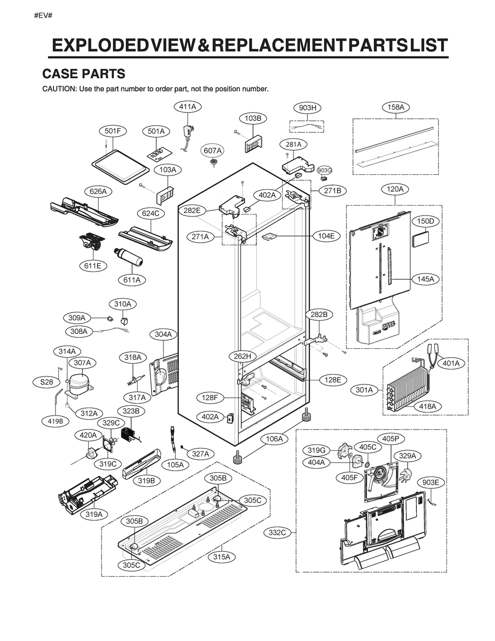 Case Parts Diagram and Parts List for GM-F298NSSH ASTCNA0 LG Refrigerator