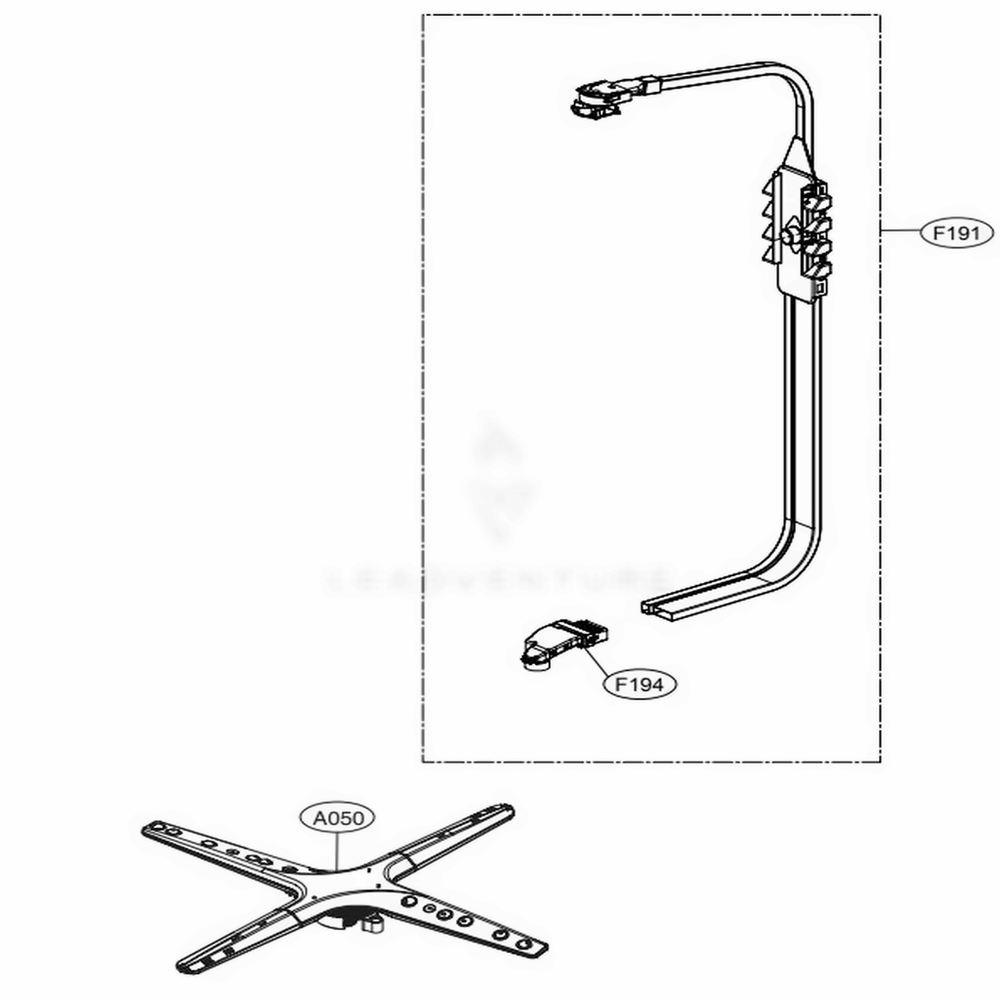 Water Guide Assembly Diagram and Parts List for LDT7808SS ASSESNA LG Dishwasher