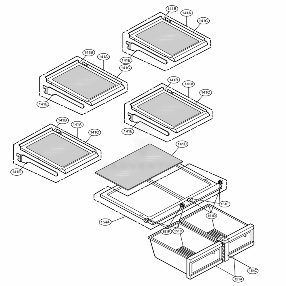 Refrigerator Parts Diagram and Parts List for 72023 ASTCSE0 LG Refrigerator