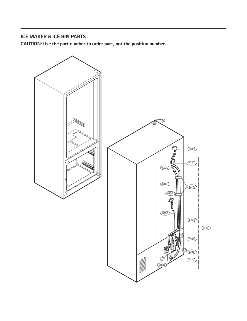 Ice Maker And Ice Bin Parts 2 Diagram and Parts List for GR-J248FSYM ASTCNA1 LG Refrigerator