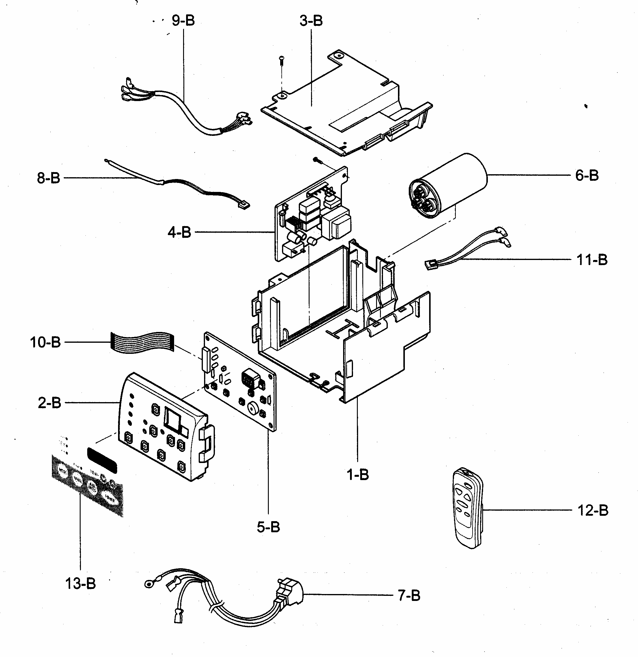 Control Box Assy Diagram and Parts List for 58074229400  Kenmore Air Conditioner