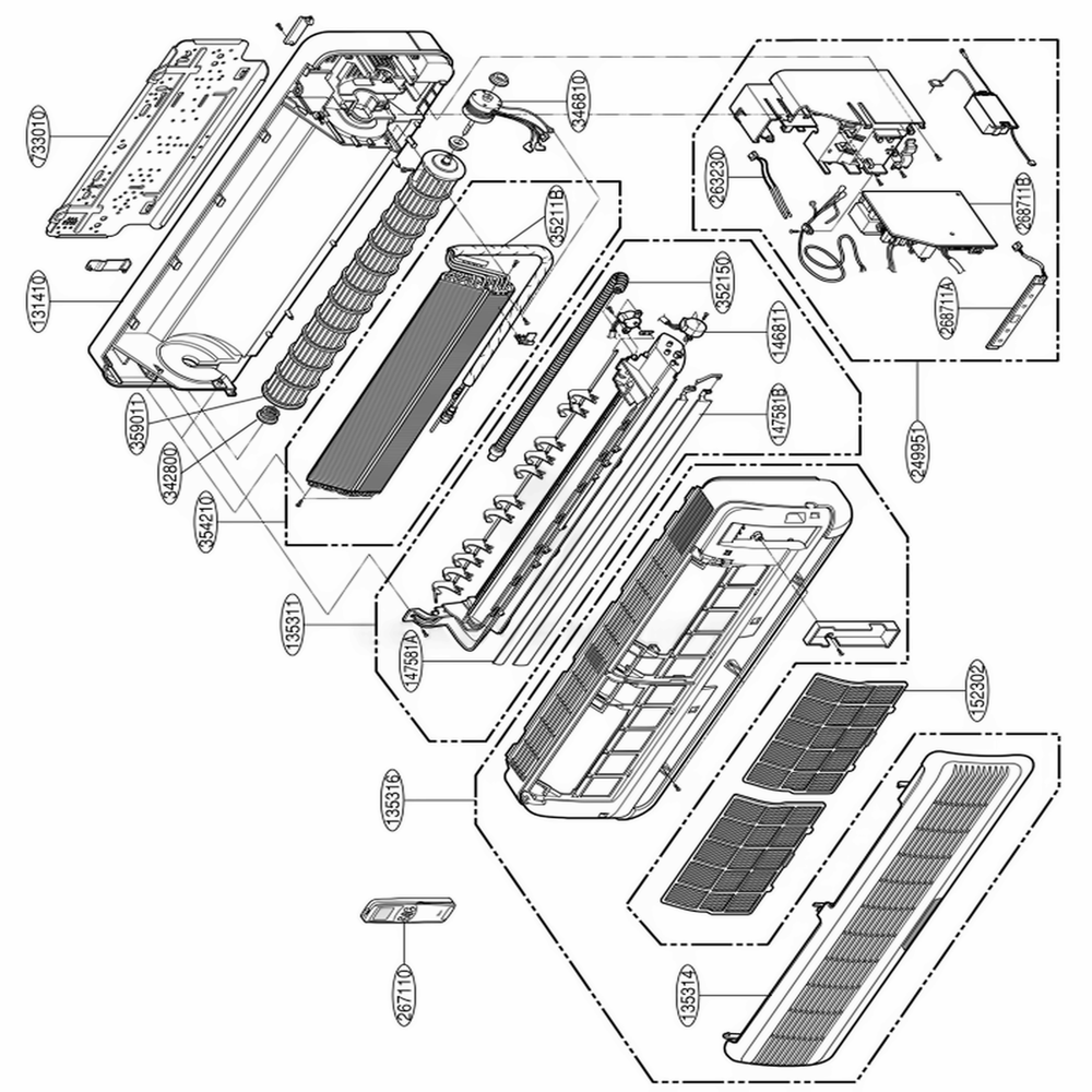 Indoor Unit Diagram and Parts List for HMH018KD1 ASI6ICT LG Air Conditioner