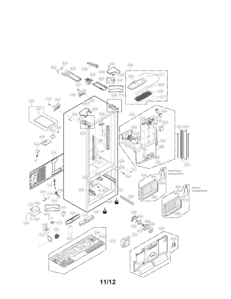 Case Parts Diagram and Parts List for LFX31925ST 01 LG Refrigerator