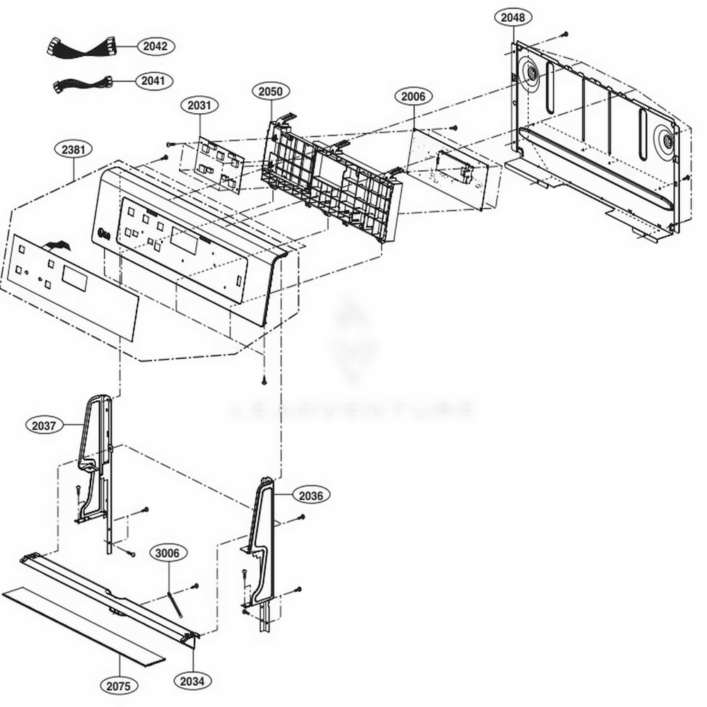 Controller Parts Diagram and Parts List for LRE3023SW FWHLLGA LG Range