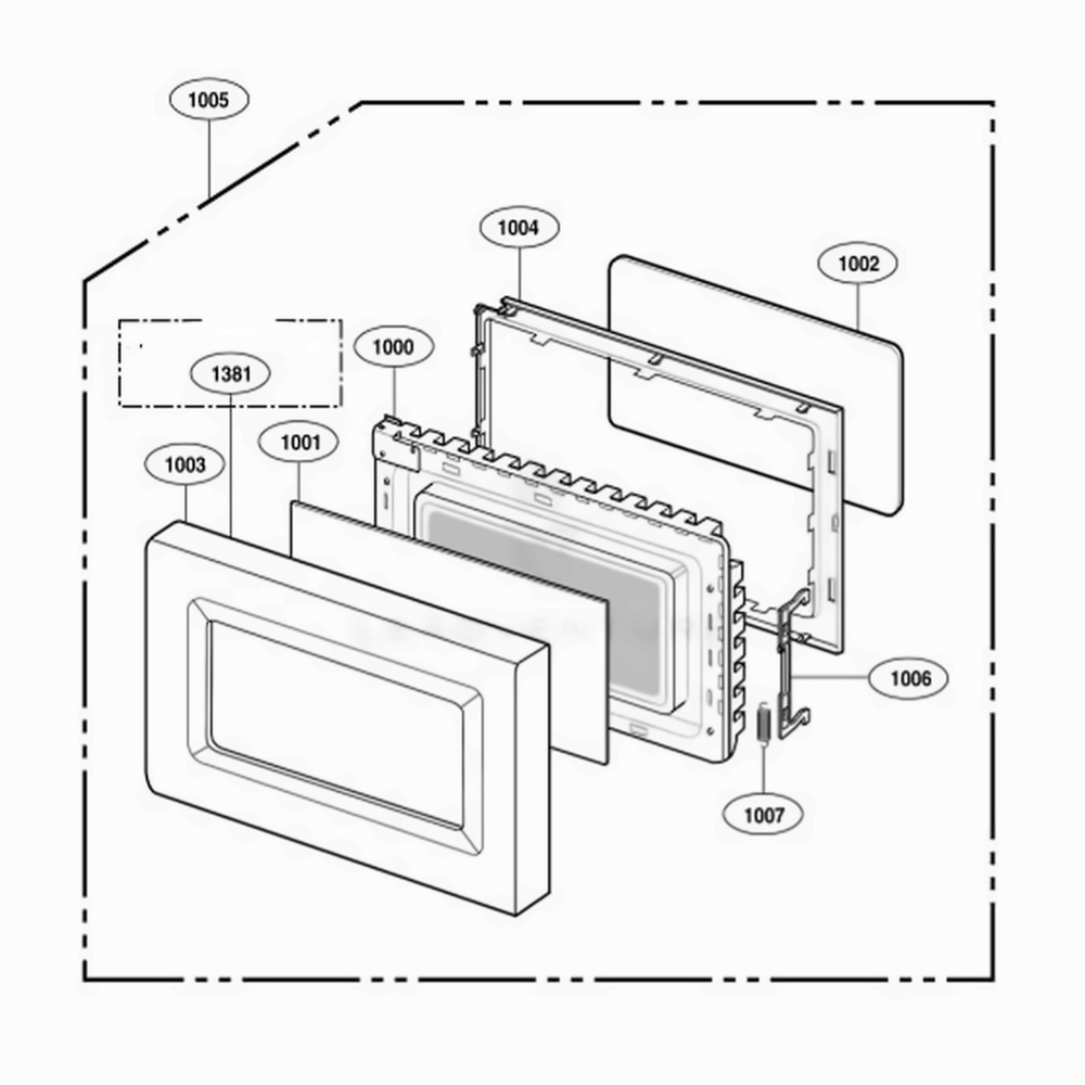Door Parts Diagram and Parts List for UMC5200AAS CSBEMGR LG Wall Oven