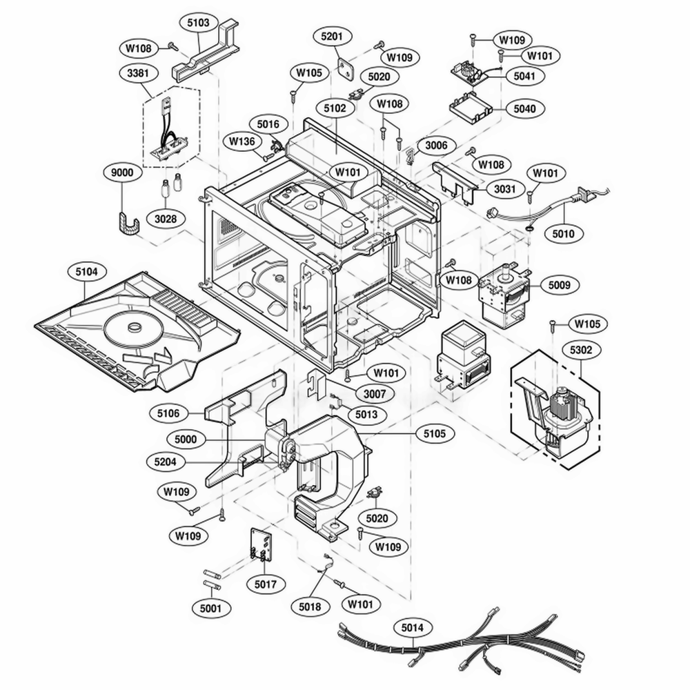 Interior Part Diagram and Parts List for RFS518S ASTQAMA LG Range