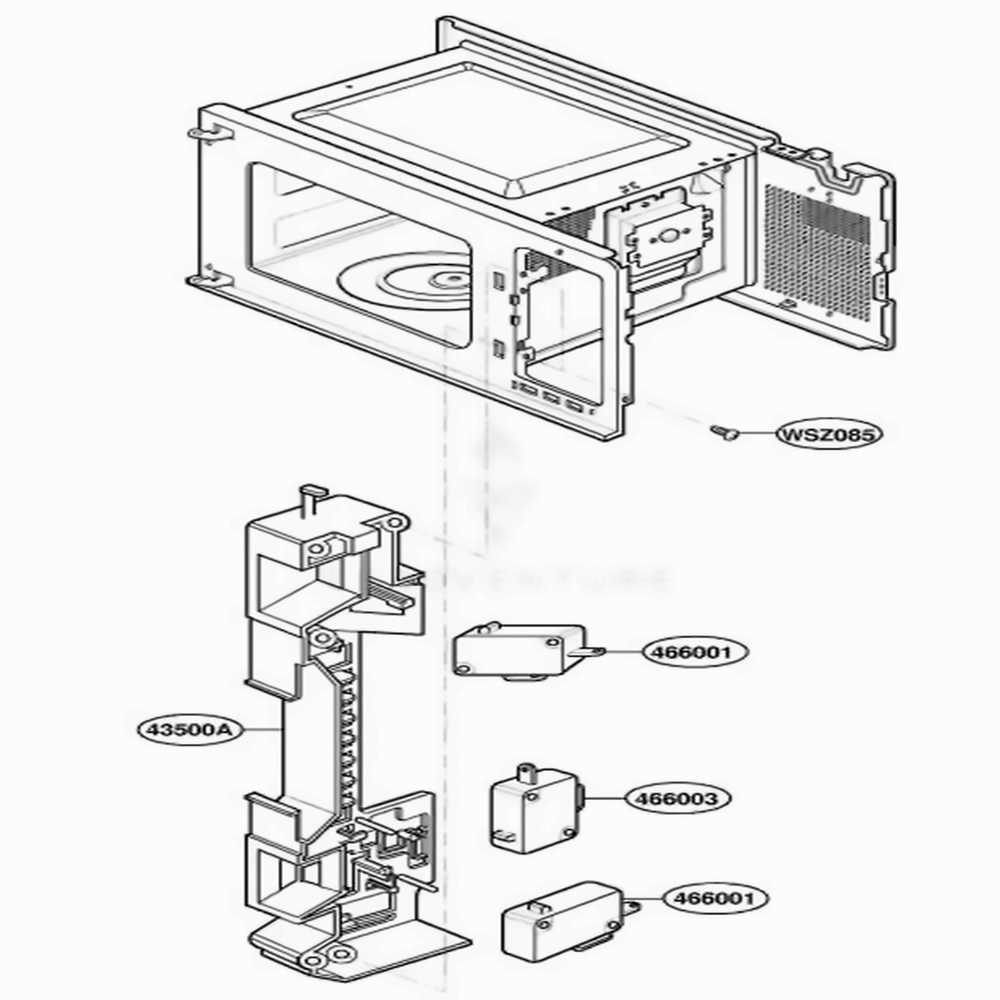 Latch Board Parts Diagram and Parts List for MT4110SKB KB1EWRP LG Wall Oven