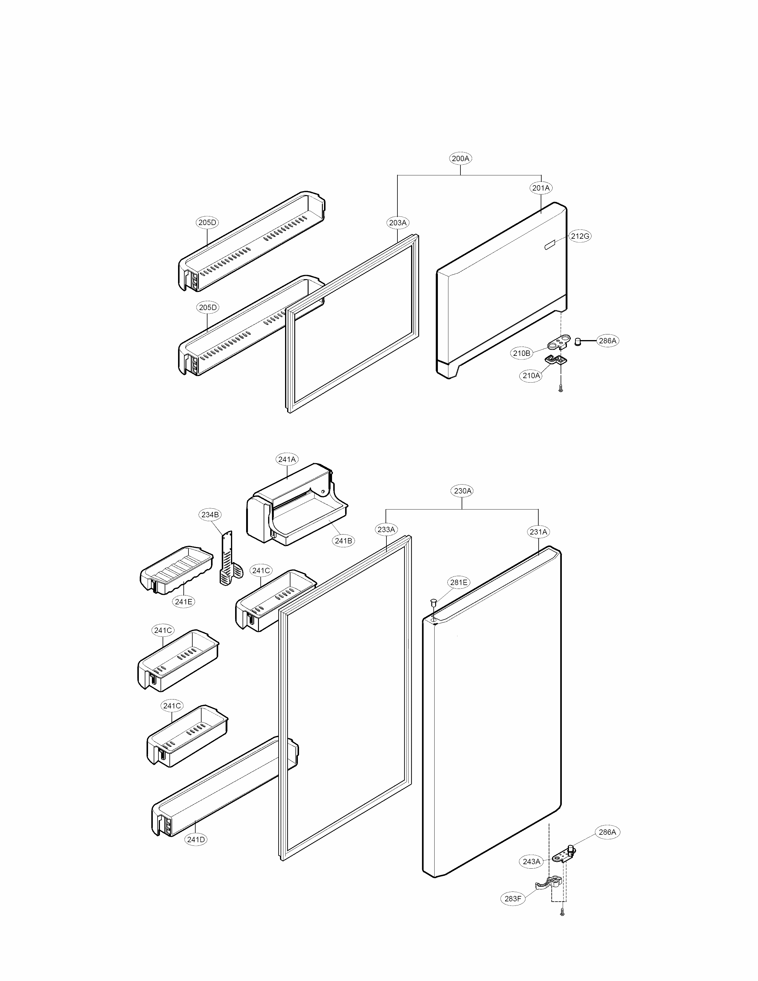 Door Parts Diagram and Parts List for 79569912903  Kenmore Refrigerator