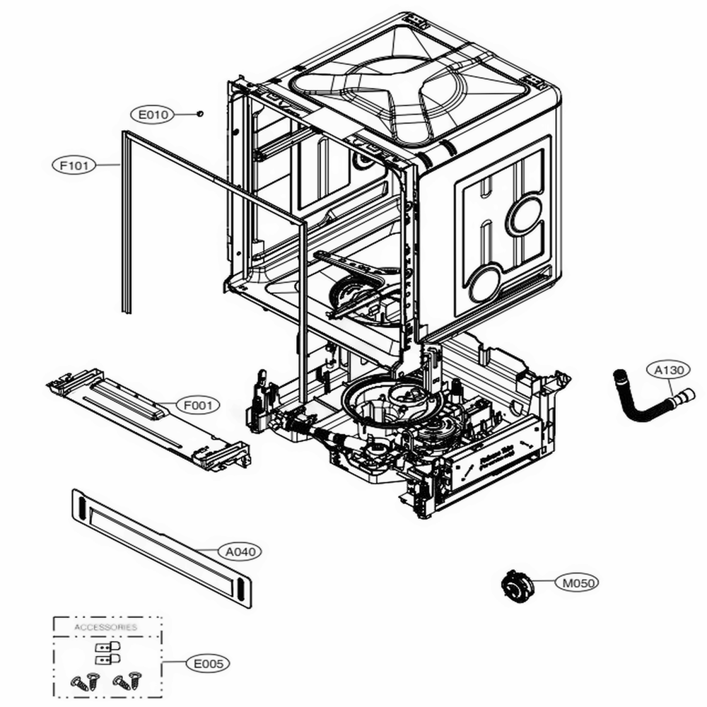 Main Diagram and Parts List for LDP5676BD ABDEEUS LG Dishwasher