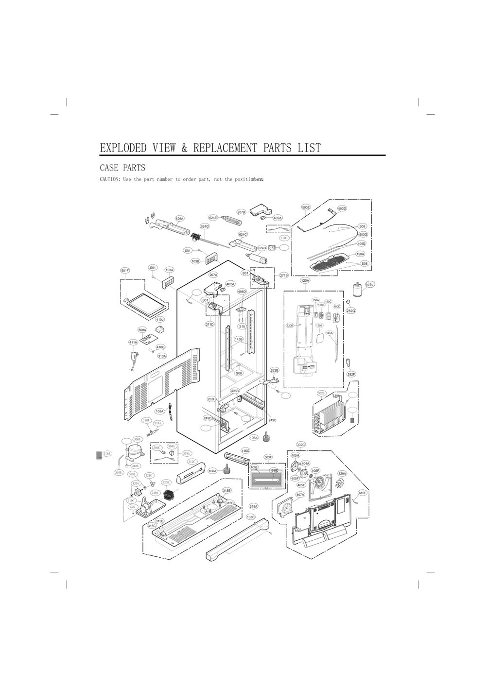 Case Parts Diagram and Parts List for GC-L288GSXM ASTCNA1 LG Refrigerator