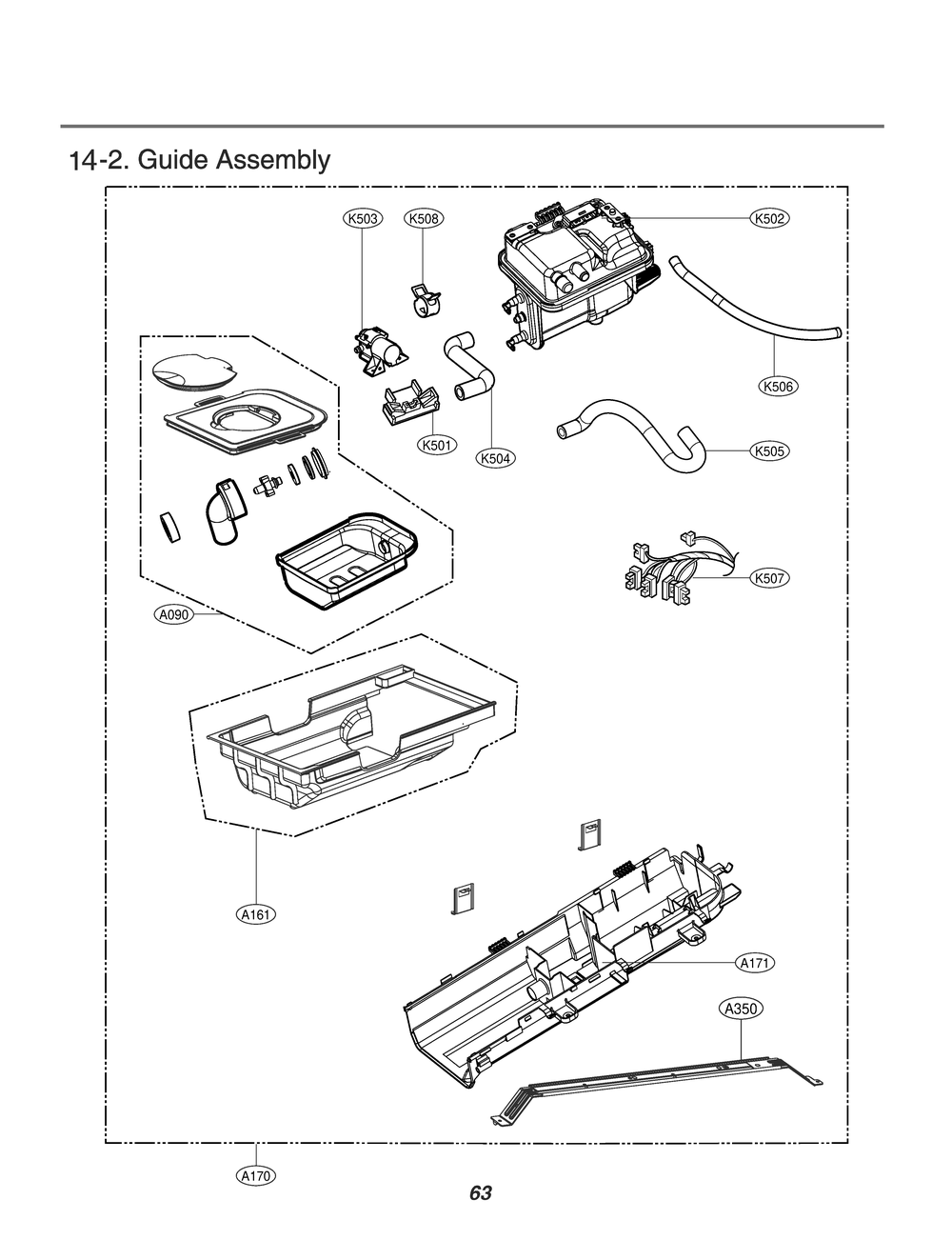 Guide Assembly Diagram and Parts List for RV1380ES8N ASSEEUS LG Dryer