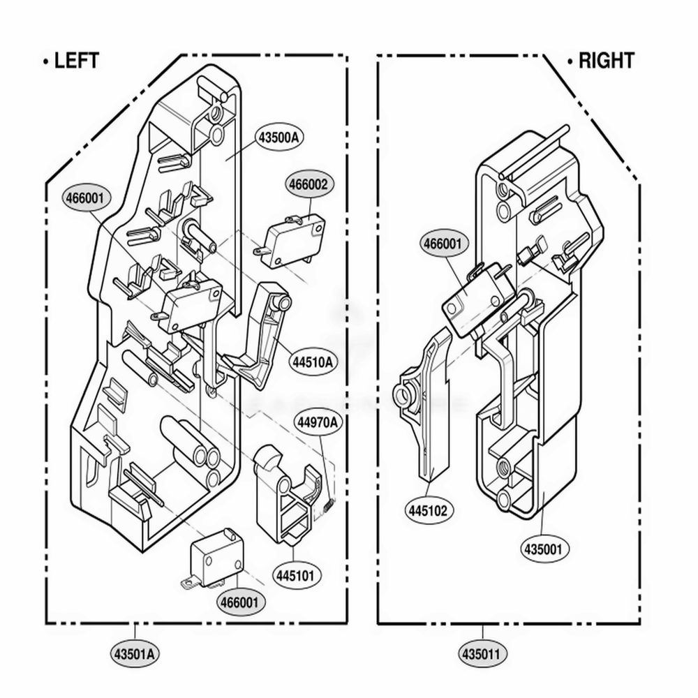 Latch Board Parts Diagram and Parts List for SCB2000CWW AWHLGEU LG Range