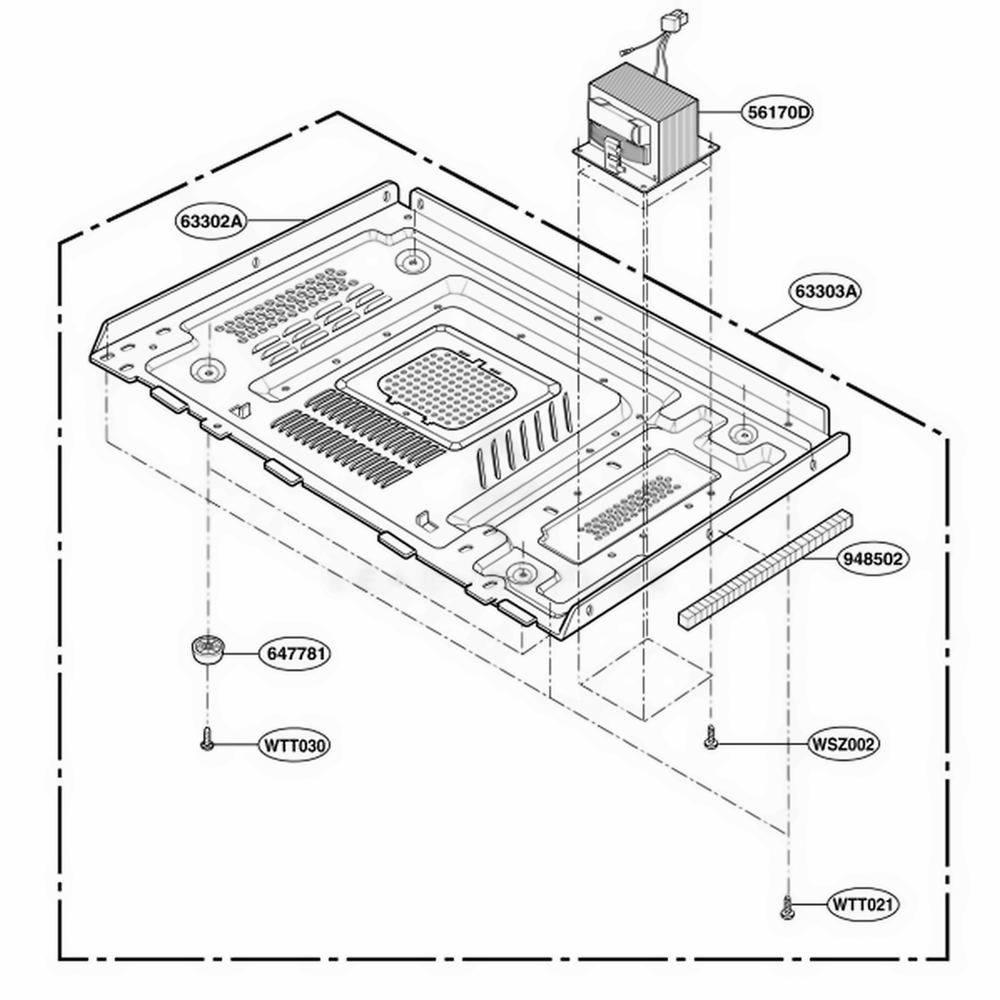 Base Plate Parts Diagram and Parts List for LMH1017CVW AW1ELGA LG Range