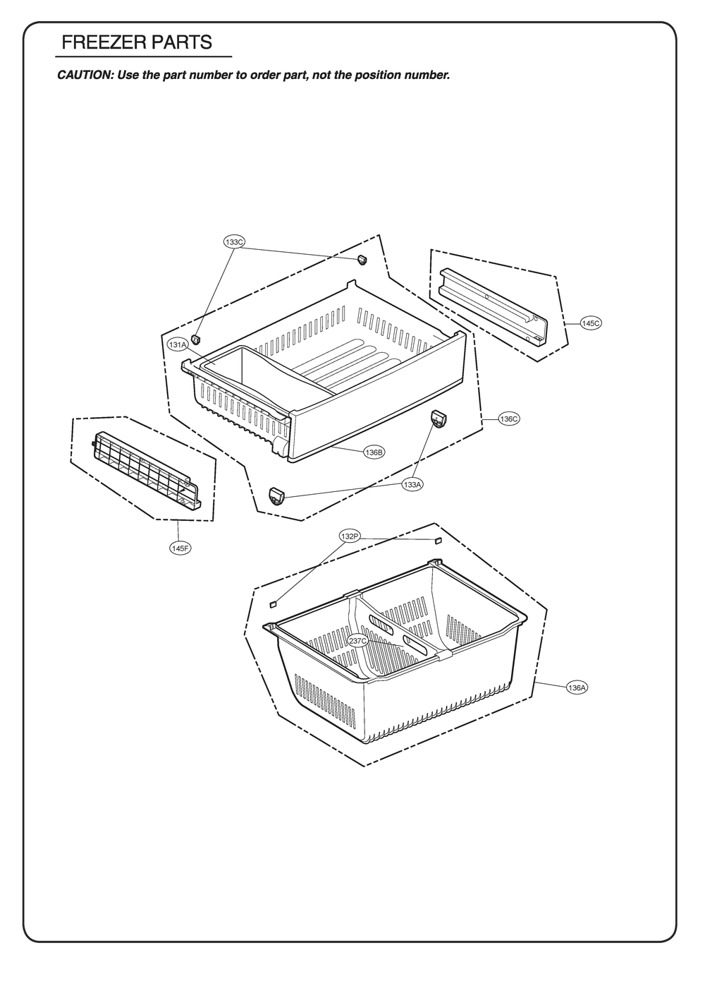 Freezer Parts Diagram and Parts List for GR-L288NSJM ASTCSE2 LG Refrigerator