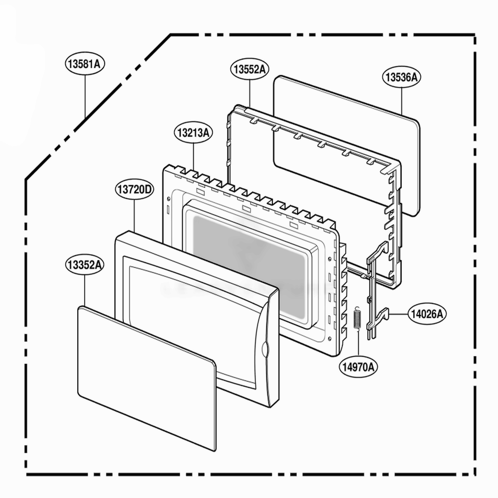 Door Parts Diagram and Parts List for 87139 ABKESEC LG Range