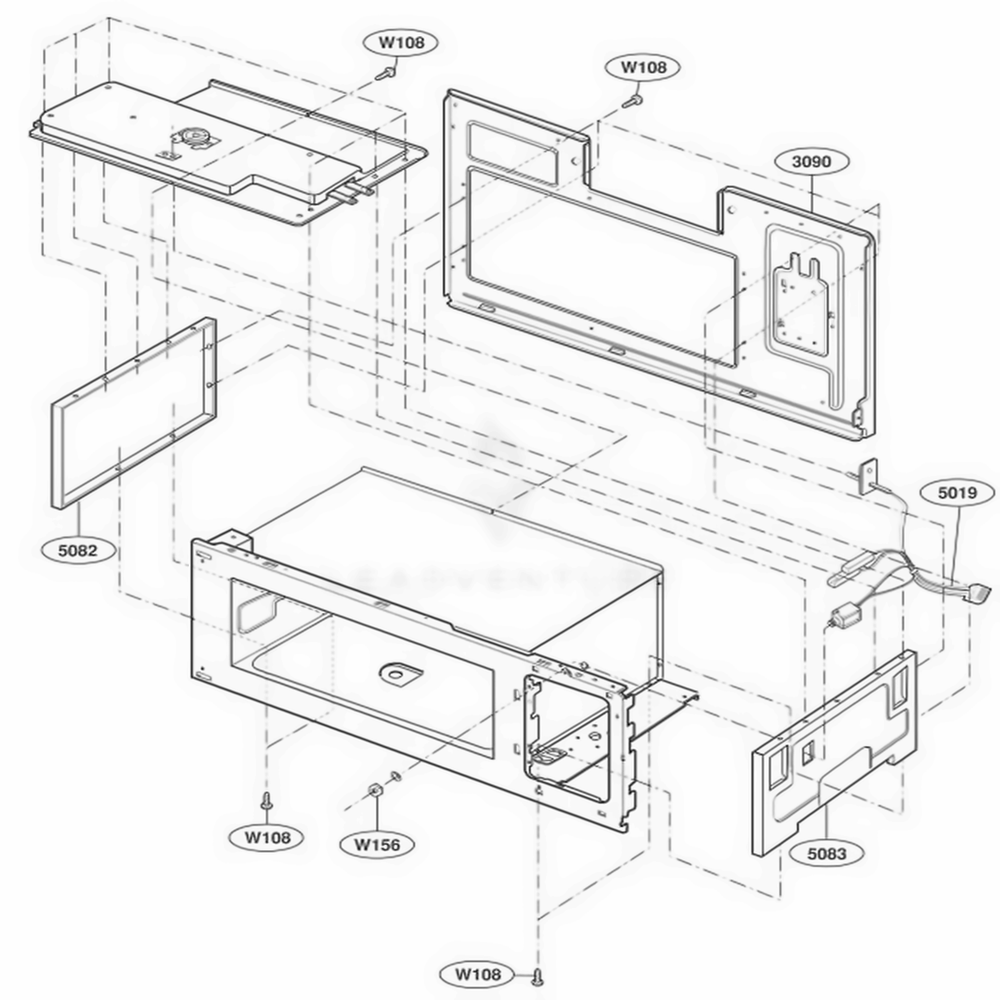 Interior Parts 2 Diagram and Parts List for KHMC107EBL AB2EKAD LG Wall Oven