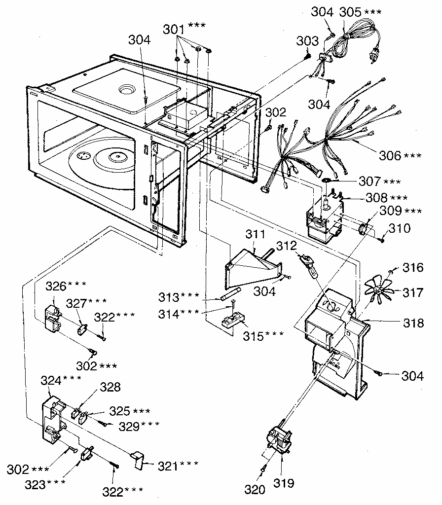 Switches And Microwave Diagram and Parts List for 7218904280  Kenmore Microwave