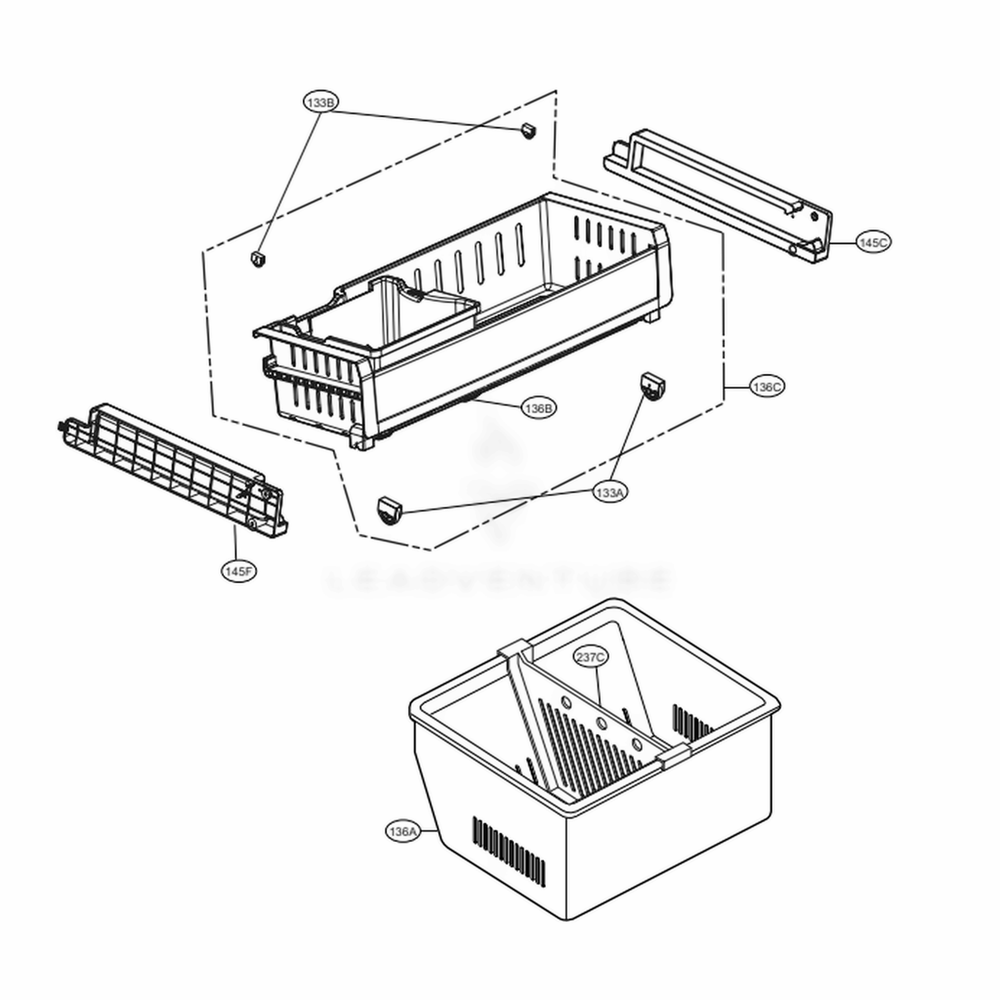 Freezer Parts Diagram and Parts List for LFX25973ST ASTCNA3 LG Refrigerator