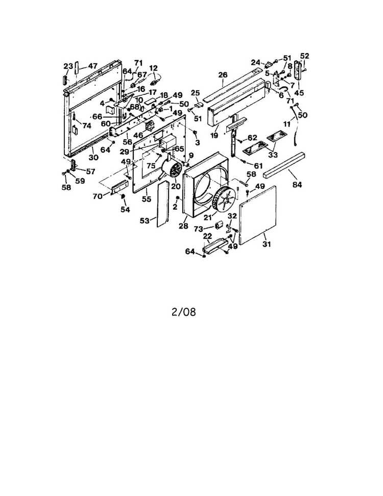 Downdraft Blower Diagram and Parts List for 2335994090  Kenmore Range Hood