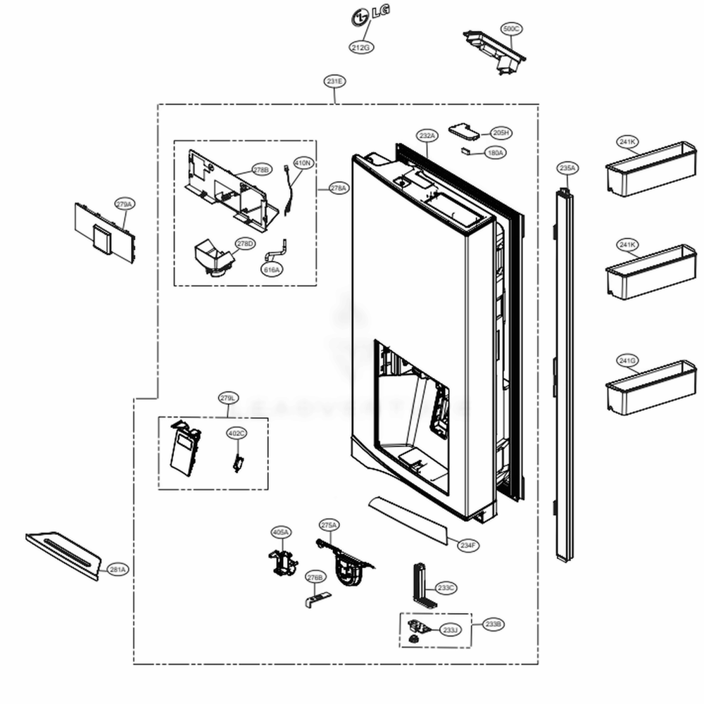 R-Room Door Part 1 Diagram and Parts List for LPXS30886D ASBCNA0 LG Refrigerator